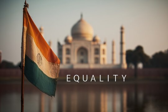 Indian national flag and a Hindu temple