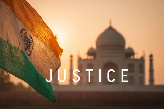 Indian national flag and a Hindu temple