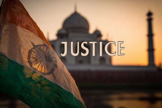 Indian national flag and a Hindu temple
