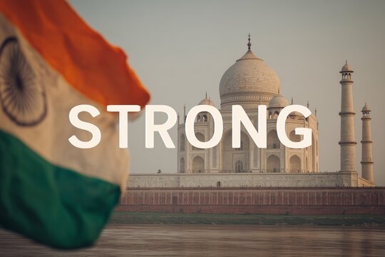 Indian national flag and a Hindu temple