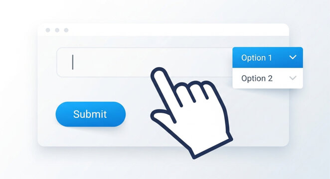Cursor clicking on a submit button on a digital form interface.