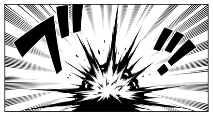 Dramatic manga style explosion sound effect graphic. © Misha_Naila