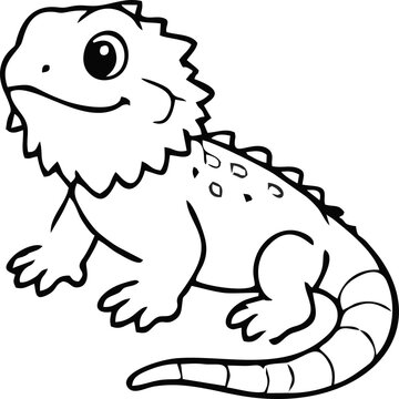 lizard coloring page featuring a simple cartoon style with bold outline