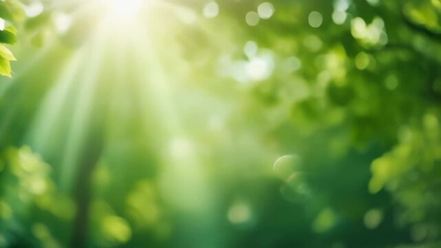 Sunlight Through Green Forest Leaves Generative AI