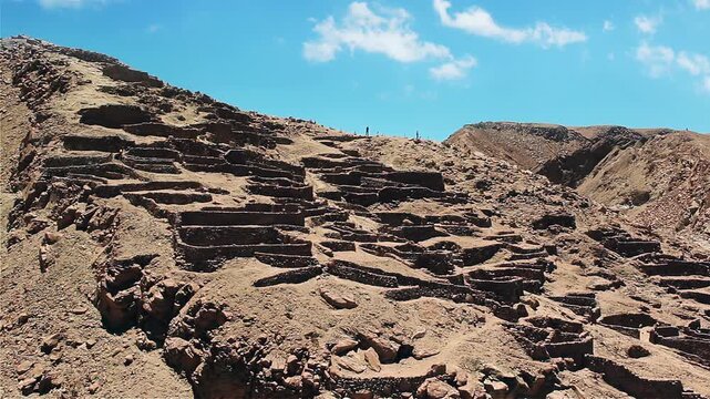 Indigenous Pre-Inca Stone Fortification and Ruins in Atacama Desert - 4K