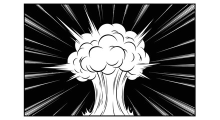 Black and white illustration of a comic book style explosion. © Insyirah_Munawwar