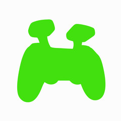 Vibrant Green Video Game Controller Silhouette on White Background © wowo