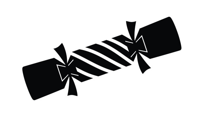 A black silhouette of a christmas cracker festive holiday decoration silhouette