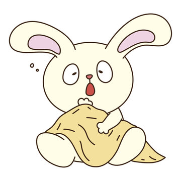 昼寝中にあくびをするウサギのキャラクター