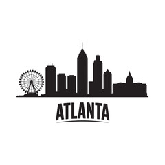 Fototapeta premium Atlanta Skyline Silhouette with City Name Black on White