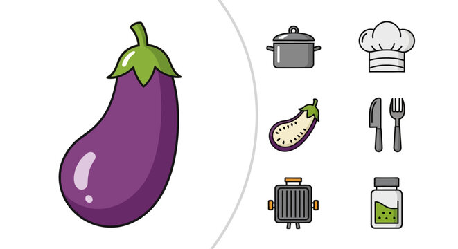 Purple Eggplant Vegetable Fresh Produce.