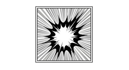 Black and white comic style explosion burst illustration with radial lines. © Jalaludin_Razi