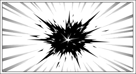 Black Manga Style Impact Explosion Symbol. © Jalaludin_Razi