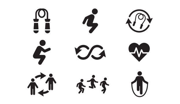 Fitness and healthy lifestyle workout icons with exercise training lifestyle
