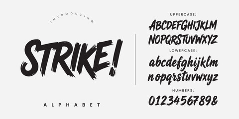 Strike Powerful Brush Script Font for Sport Logo Action Poster and Urban Streetwear Branding Design © happy