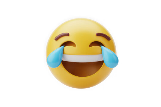 Joyful 3d yellow emoji tears of laughter expressing extreme happiness and amusement