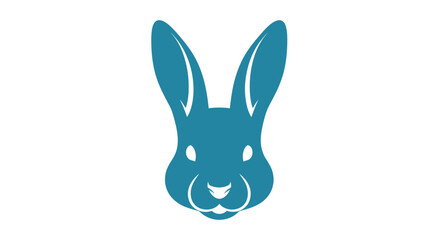 Obraz premium Blue Rabbit Head Illustration with Ears.