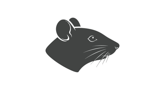 Black and White Mouse Head Illustration.