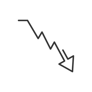 Monoline chart arrow indicating decline and negative trend