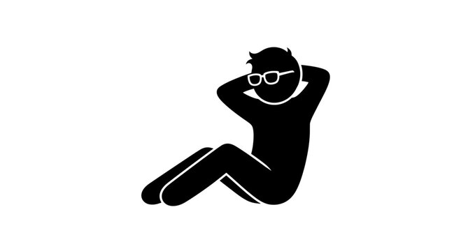 Man Sitting with Hands Behind Head.