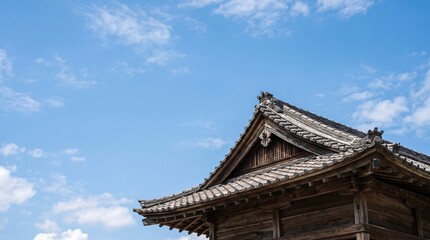 Fototapeta premium Traditional Japanese wooden building roof architecture.