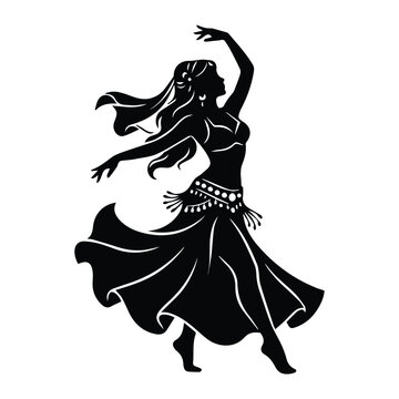 Belly Dancer Pose Shape Icon Silhouette Vector black design on a white background