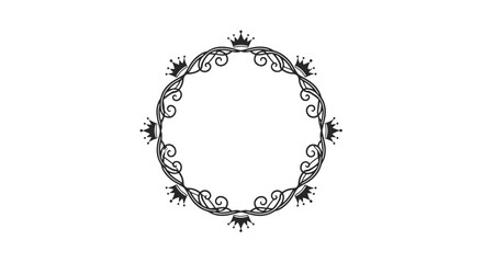 Obraz premium Black floral wreath with decorative elements.