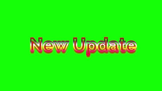 Green screen transition effect with 'new update' text animation vibrant green background and bold red font