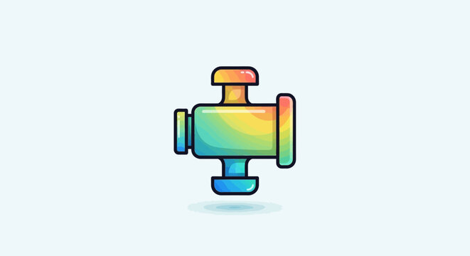 Colorful Illustrated Pipe Fitting with Modern Design and Gradient Colors.