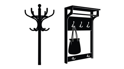 Black coat rack and handbag depicted in a striking silhouette © Nurunnar