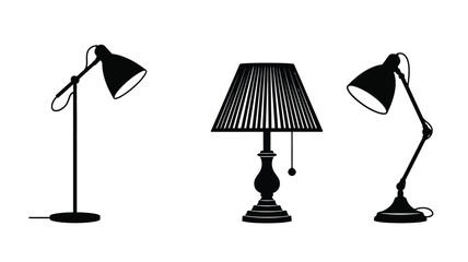Three black lamps displayed against a white background a striking silhouette © Nurunnar