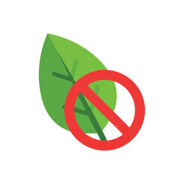 No leaf symbol icon green forbidden.