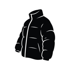 Black puffer jacket winter coat icon symbol Vector © alien AZ