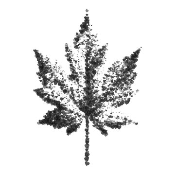 Vector abstract maple leaf shape formed by small heart confetti shapes isolated on transparent for love nature environment and autumn seasonal decoration concept