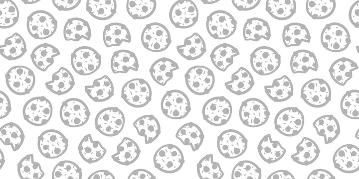 cookie seamless pattern background. chocolate chips pattern background. Cartoon illustration of Cookies. biscuits illustration.