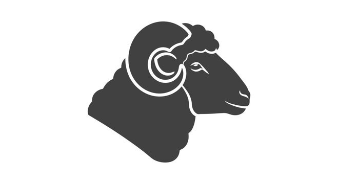 Black Silhouette of a Ram Head.