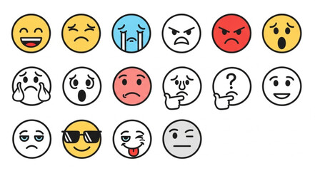 Fototapeta premium Collection of emoticon faces.