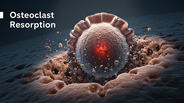 Osteoclast cell resorbs bone tissue in a biological process