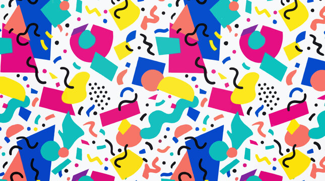 Colorful Memphis Style Pattern Design.
