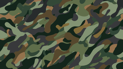 Fototapeta premium Camouflage Pattern Fabric with Green Brown and Black Colors.