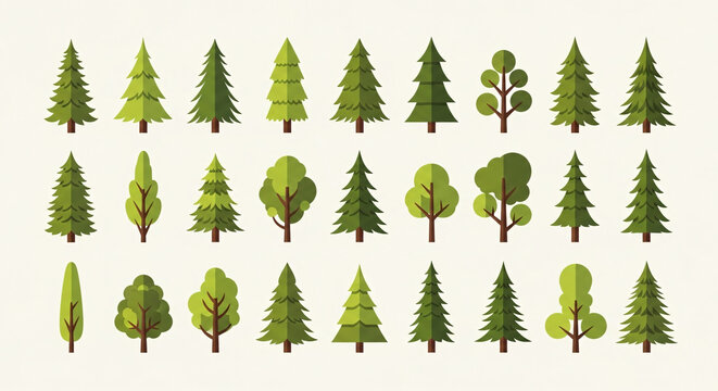 Illustrations d&rsquo;arbres stylis&eacute;s en collection