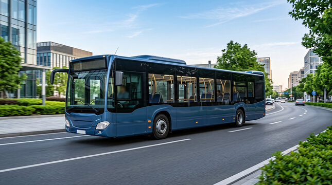 Bus moderne en circulation en ville