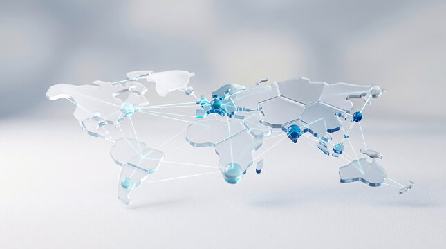 Carte du monde avec connexions num&eacute;riques globales
