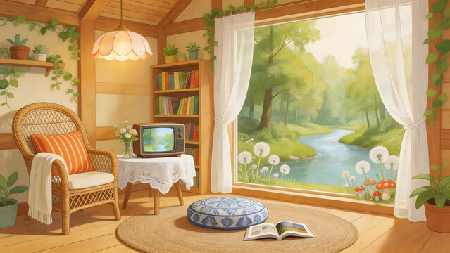 Cozy room with forest view