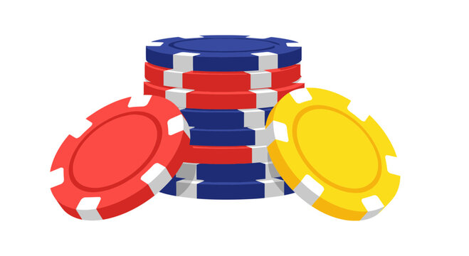 Casino Chips Stacked Red Blue Yellow Gambling Bet Money Game