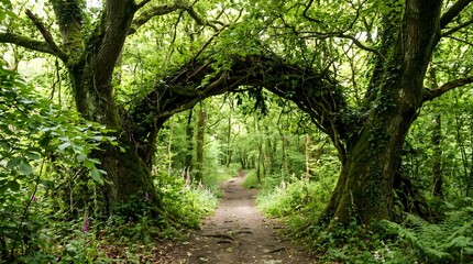 Obraz premium Trees Forming Natural Archway Composition Forest Scenic View