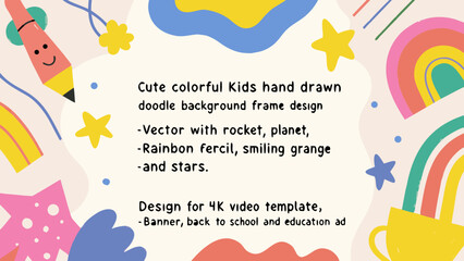 Naklejka premium Colorful kindergarten classroom christmas flat illustration with doodle design elements for kids education