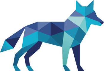 Obraz premium Blue geometric fox standing illustration