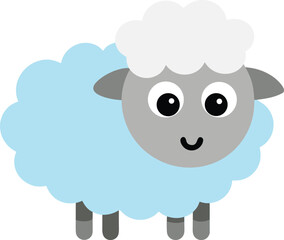 Fototapeta premium Fluffy light blue sheep vector illustration