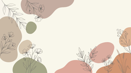 Soft pastel botanical illustration featuring abstract leafy shapes and muted colors. © Kyle